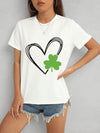 Heart Lucky Clover Short Sleeve T-Shirt White Women's T-Shirts - Tophatter Daily Deals