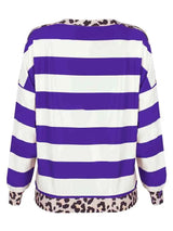 Striped Leopard Long Sleeves Top Women's T-Shirts - Tophatter Daily Deals