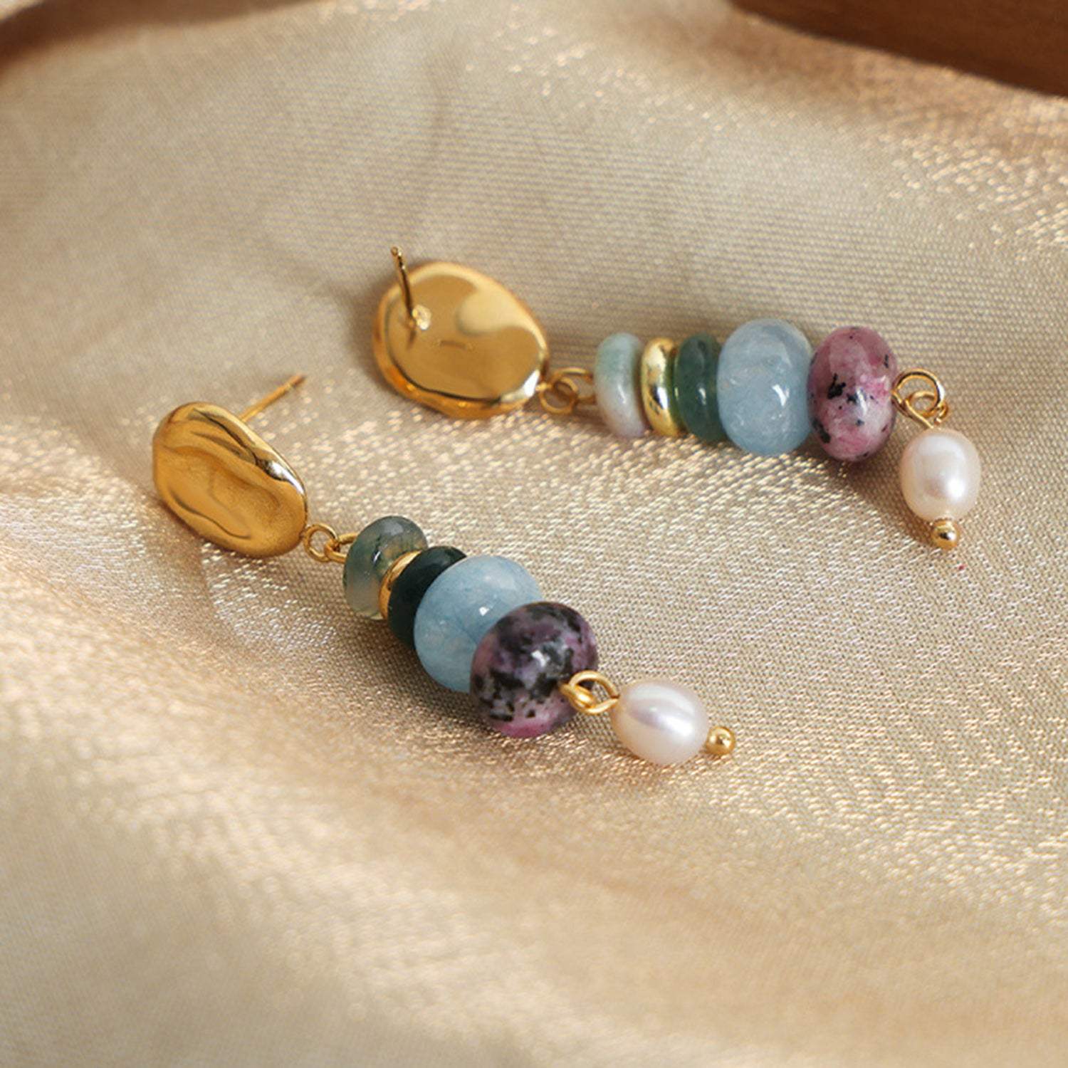 Natural Stone Freshwater Pearl Dangle Earrings Earrings - Tophatter Daily Deals