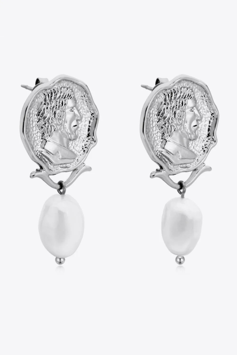 Gold-Plated Pearl Drop Earrings Silver One Size Earrings - Tophatter Daily Deals