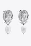 Gold-Plated Pearl Drop Earrings Silver One Size Earrings - Tophatter Daily Deals