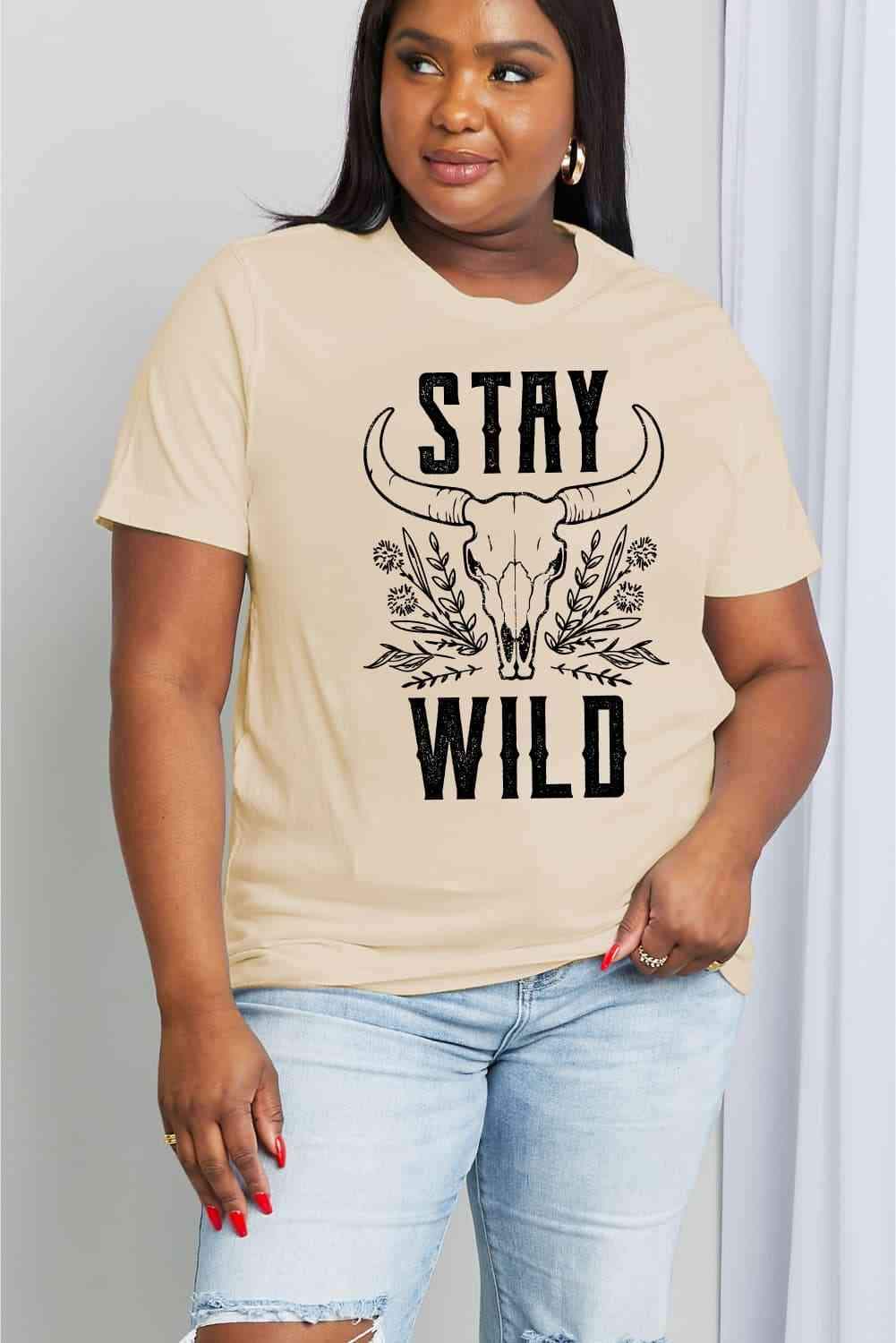 Simply Love Simply Love Full Size STAY WILD Graphic Cotton Tee - Tophatter Daily Deals