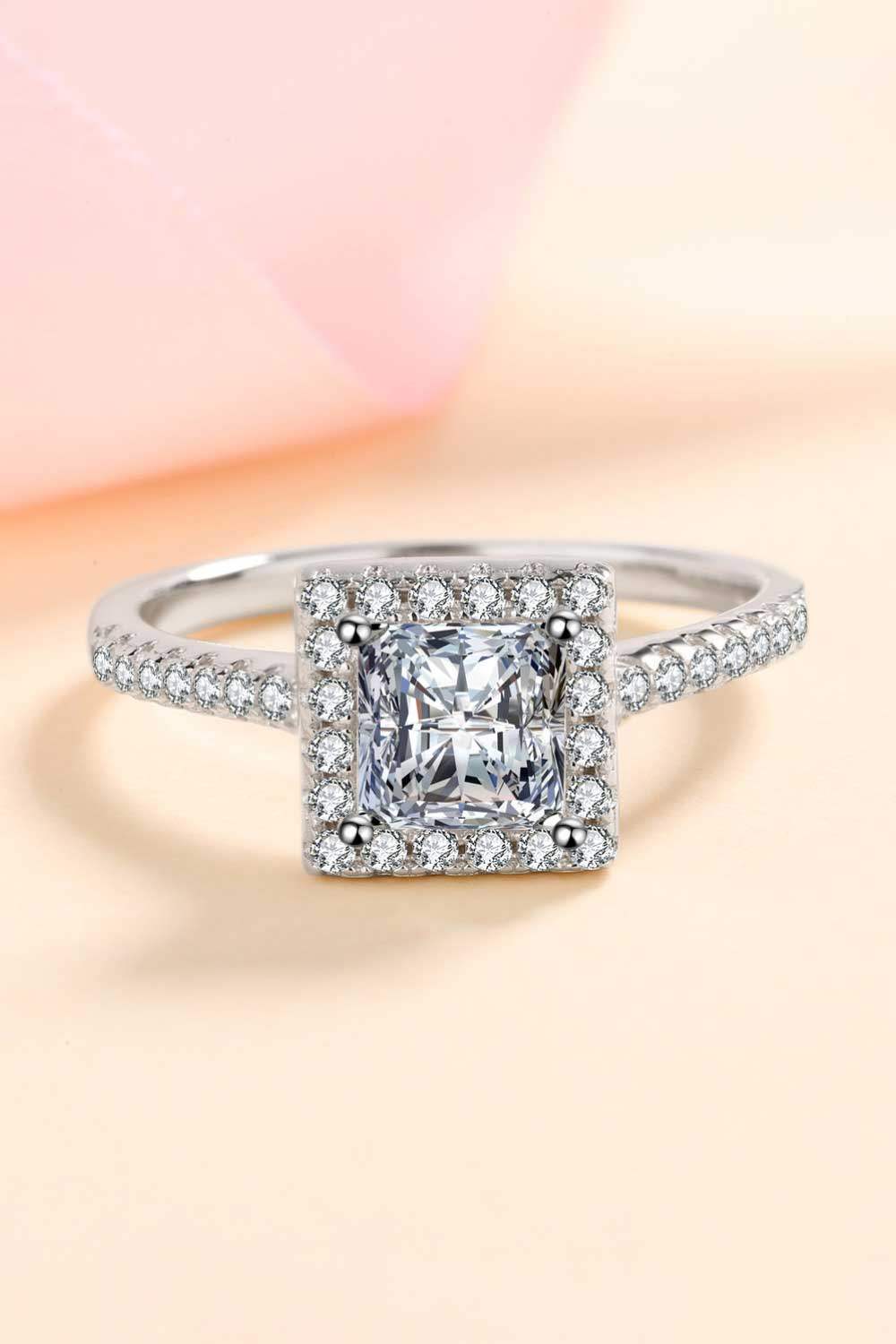 Sterling Silver Square Moissanite Ring Moissanite - Tophatter Daily Deals