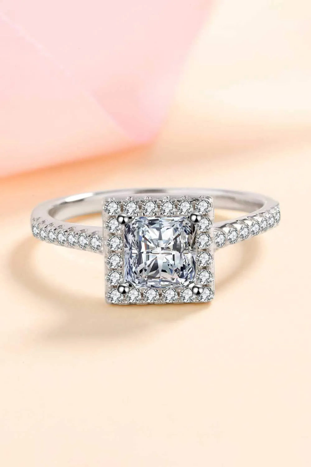Sterling Silver Square Moissanite Ring Moissanite - Tophatter Daily Deals
