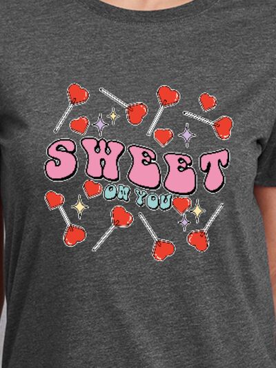 SWEET ON YOU Round Neck Short Sleeve T-Shirt Women's T-Shirts - Tophatter Daily Deals