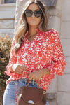 Printed Tie Neck Flounce Sleeve Blouse Blouses - Tophatter Daily Deals