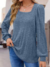 Square Neck Long Sleeve Top Blouses - Tophatter Daily Deals