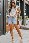 Floral Ruffled Flutter Sleeve Blouse Blouses - Tophatter Daily Deals