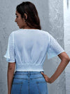 Swiss Dot Surplice Neck Cropped Top Blouses - Tophatter Daily Deals