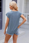 Pocketed Heathered Cap Sleeve T-Shirt Women's T-Shirts - Tophatter Daily Deals