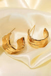18K Gold-Plated Hammered C-Hoop Earrings Earrings - Tophatter Daily Deals