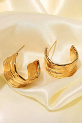 18K Gold-Plated Hammered C-Hoop Earrings Earrings - Tophatter Daily Deals