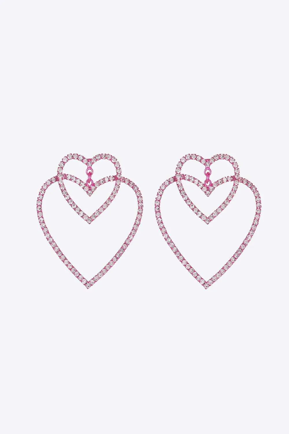 Glass Stone Decor Heart Copper Earrings Hot Pink One Size Earrings - Tophatter Daily Deals