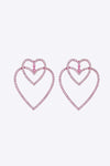 Glass Stone Decor Heart Copper Earrings Hot Pink One Size Earrings - Tophatter Daily Deals