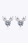 925 Sterling Silver Reindeer-Shaped Moissanite Earrings Silver One Size Moissanite - Tophatter Daily Deals