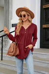 Long Sleeve Hooded Blouse Wine Blouses - Tophatter Daily Deals