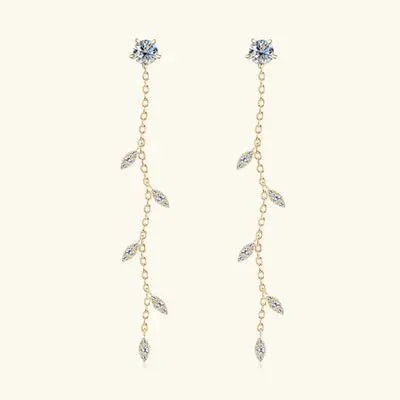 1.38 Carat Moissanite 925 Sterling Silver Leaf Earrings Moissanite - Tophatter Daily Deals