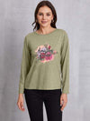 AMAZING GRACE Round Neck Long Sleeve T-Shirt Sage Women's T-Shirts - Tophatter Daily Deals