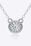 925 Sterling Silver 1 Carat Moissanite Round Pendant Necklace Moissanite - Tophatter Daily Deals