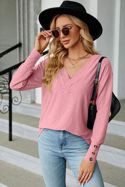 V-Neck Lantern Sleeve T-Shirt Women's T-Shirts - Tophatter Daily Deals