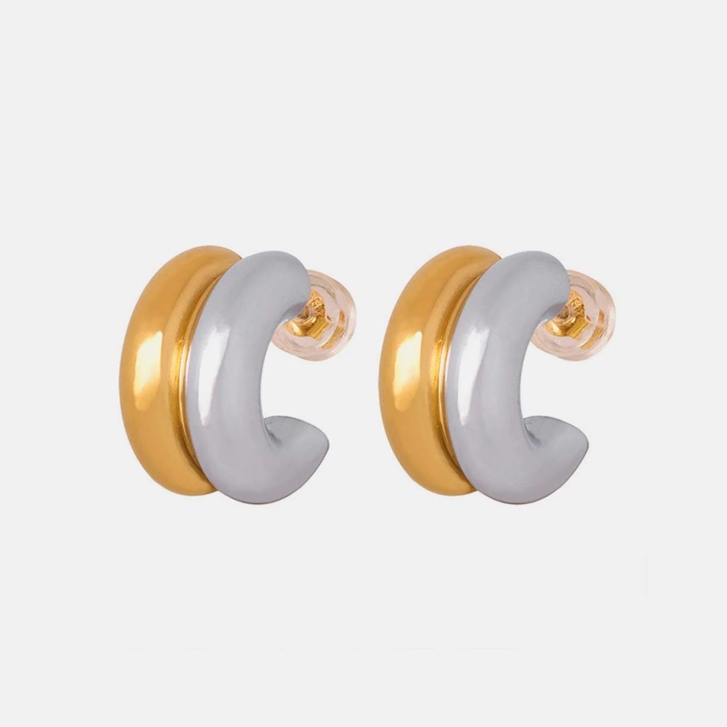 18K Gold-Plated C-Hoop Earrings Gold One Size Earrings - Tophatter Daily Deals