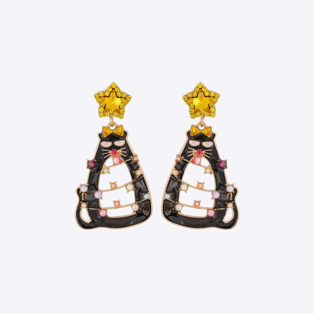 Rhinestone Alloy Cat Earrings Banana Yellow One Size Earrings - Tophatter Daily Deals