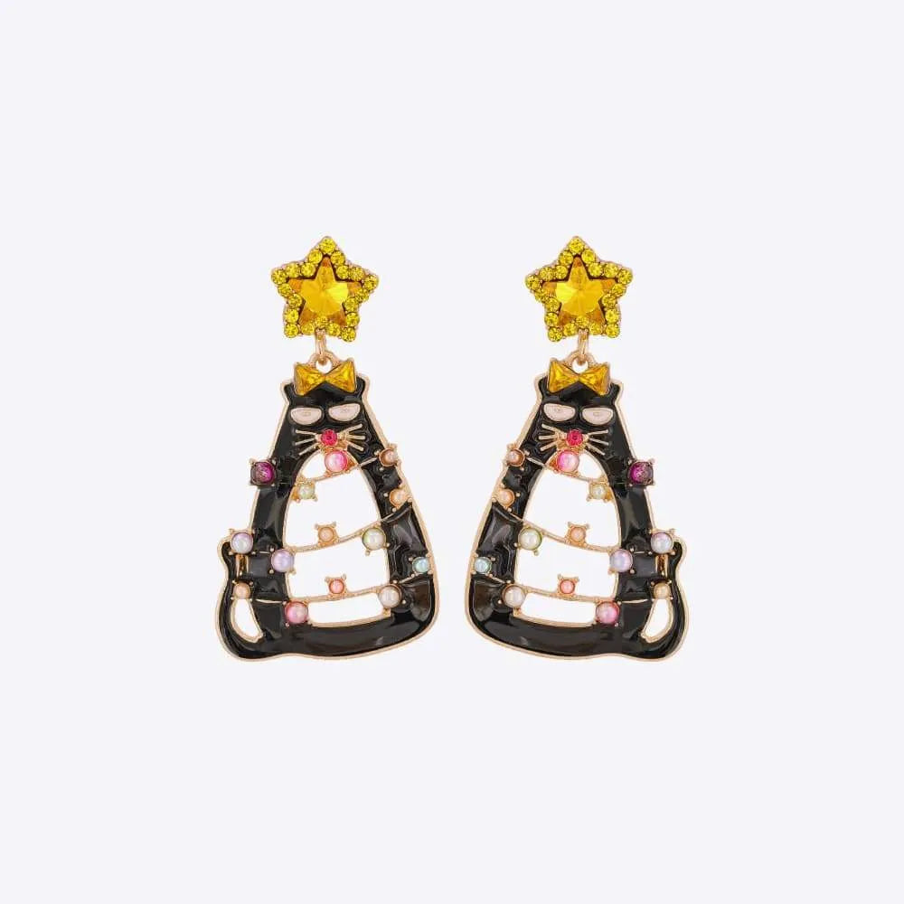 Rhinestone Alloy Cat Earrings Banana Yellow One Size Earrings - Tophatter Daily Deals