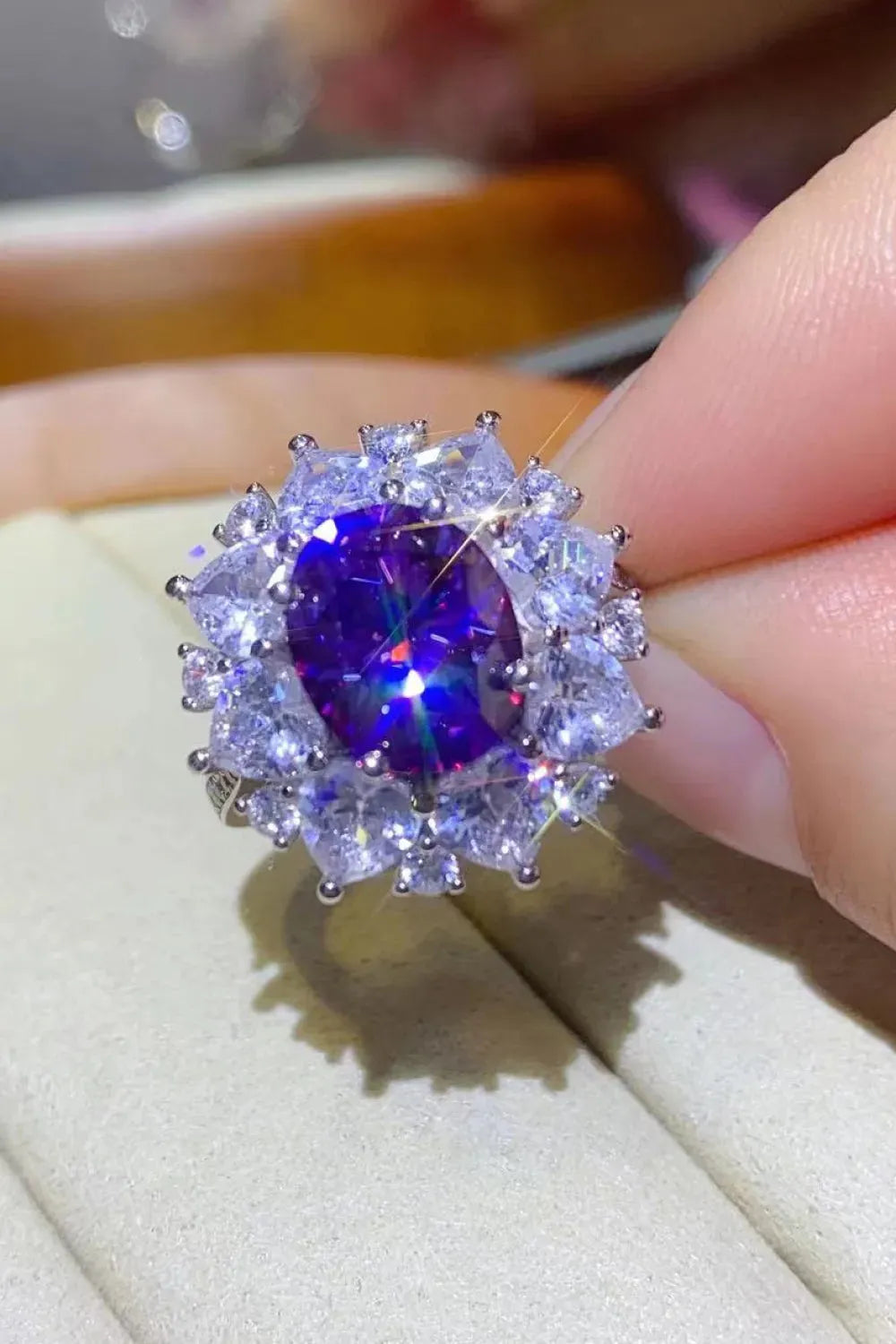 3 Carat Moissanite Platinum-Plated Ring Moissanite - Tophatter Daily Deals