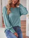 Round Neck Lantern Sleeve Blouse Blouses - Tophatter Daily Deals