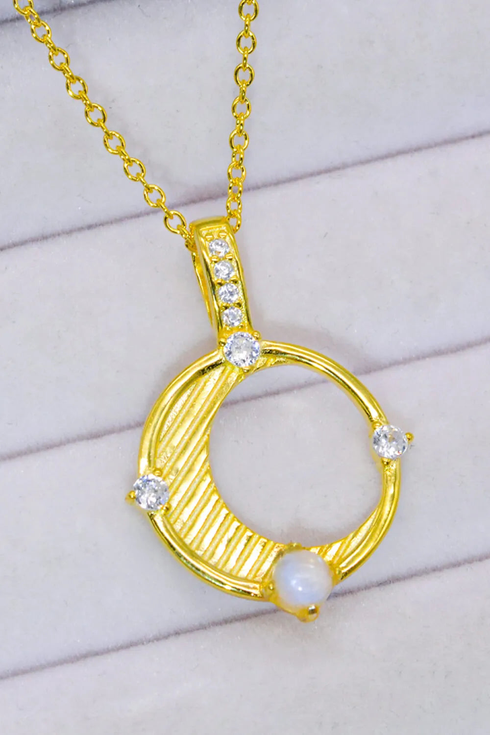 Inlaid Zircon and Natural Moonstone Pendant Necklace Moonstone - Tophatter Daily Deals