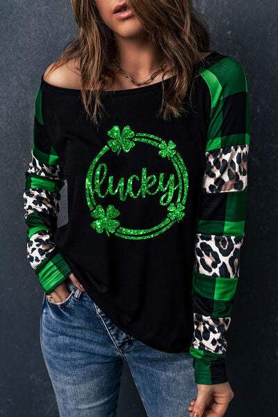 LUCKY Plaid Round Neck T-Shirt Black Women's T-Shirts - Tophatter Daily Deals