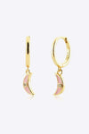 Zircon Moon Drop Huggie Earrings Blush Pink One Size Earrings - Tophatter Daily Deals