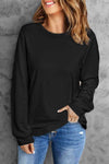 Round Neck Long Sleeve Top Black Women's T-Shirts - Tophatter Daily Deals