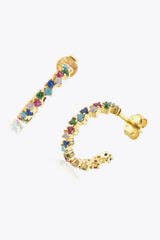 Inlaid Zircon C-Hoop Earrings Earrings - Tophatter Daily Deals