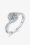 Adored 1 Carat Moissanite 925 Sterling Silver Crisscross Ring Silver Moissanite - Tophatter Daily Deals