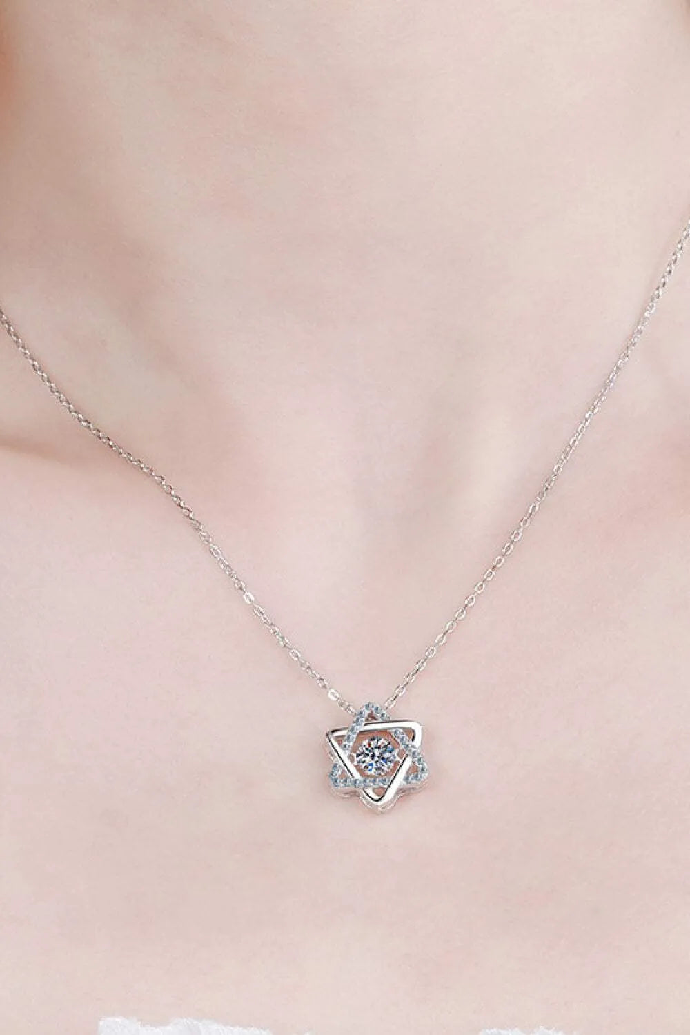 Moissanite Rhodium-Plated Chain-Link Necklace Moissanite - Tophatter Daily Deals