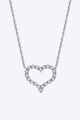 1 Carat Moissanite Heart Pendant Chain-Link Necklace Silver One Size Moissanite - Tophatter Daily Deals