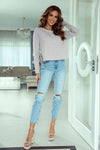 Buttoned Slit Long Sleeve Top Blouses - Tophatter Daily Deals