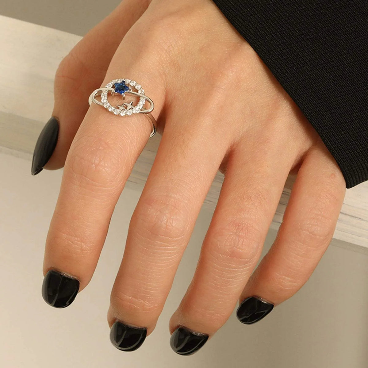 Planet Shape Inlaid Zircon 925 Sterling Silver Ring Rings - Tophatter Daily Deals