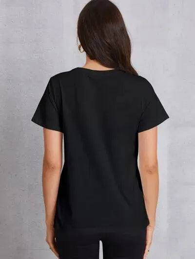 Round Neck Short Sleeve T-Shirt Women's T-Shirts - Tophatter Daily Deals