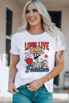 LONG LIVE FREEDOM Graphic Short Sleeve Tee White Women's T-Shirts - Tophatter Daily Deals