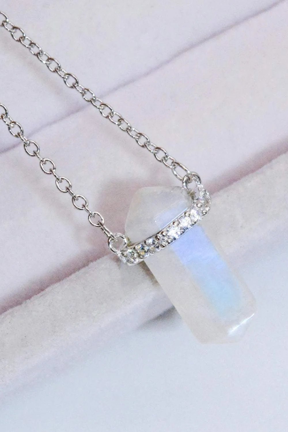 Natural Moonstone Chain-Link Necklace Moonstone - Tophatter Daily Deals