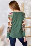 Hailey & Co Full Size Waffle-Knit Leopard Blouse Blouses - Tophatter Daily Deals