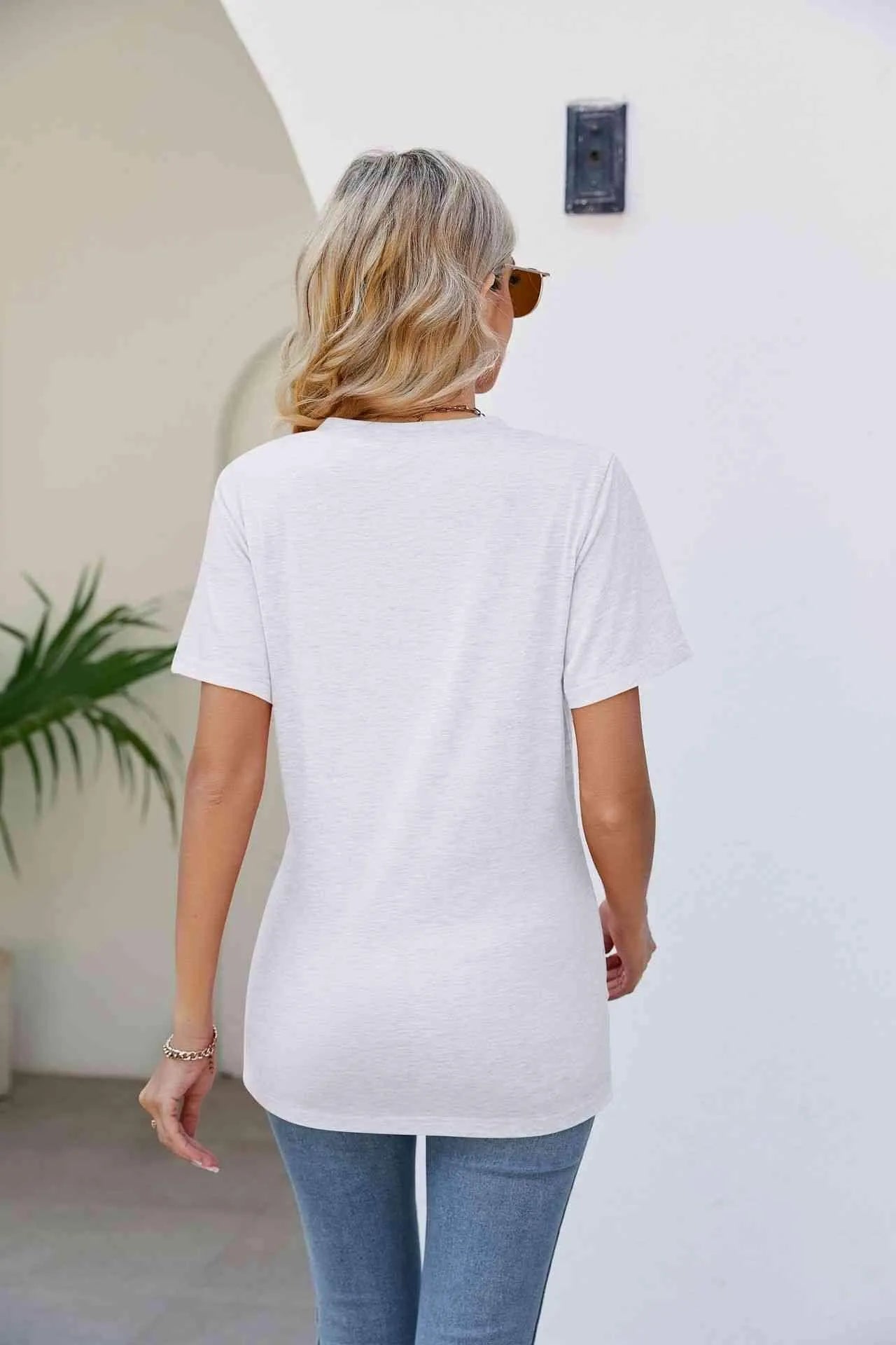 V-Neck Crisscross Short Sleeve Tee Women's T-Shirts - Tophatter Daily Deals