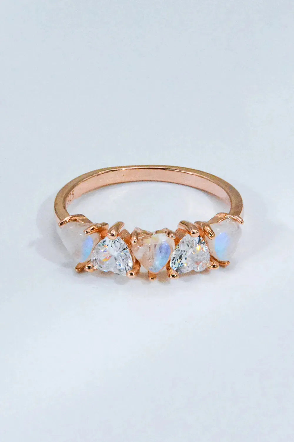 Moonstone and Zircon Heart Ring Moonstone - Tophatter Daily Deals