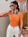 Sweetheart Neck Short Sleeve T-Shirt Women's T-Shirts - Tophatter Daily Deals