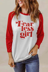 FEARLESS GIRL Graphic Raglan Sleeve Top Women's T-Shirts - Tophatter Daily Deals