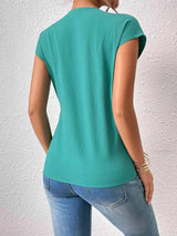Tied Surplice Neck Short Sleeve Blouse Blouses - Tophatter Daily Deals