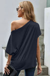 One Shoulder Tee Shirt Blouses - Tophatter Daily Deals