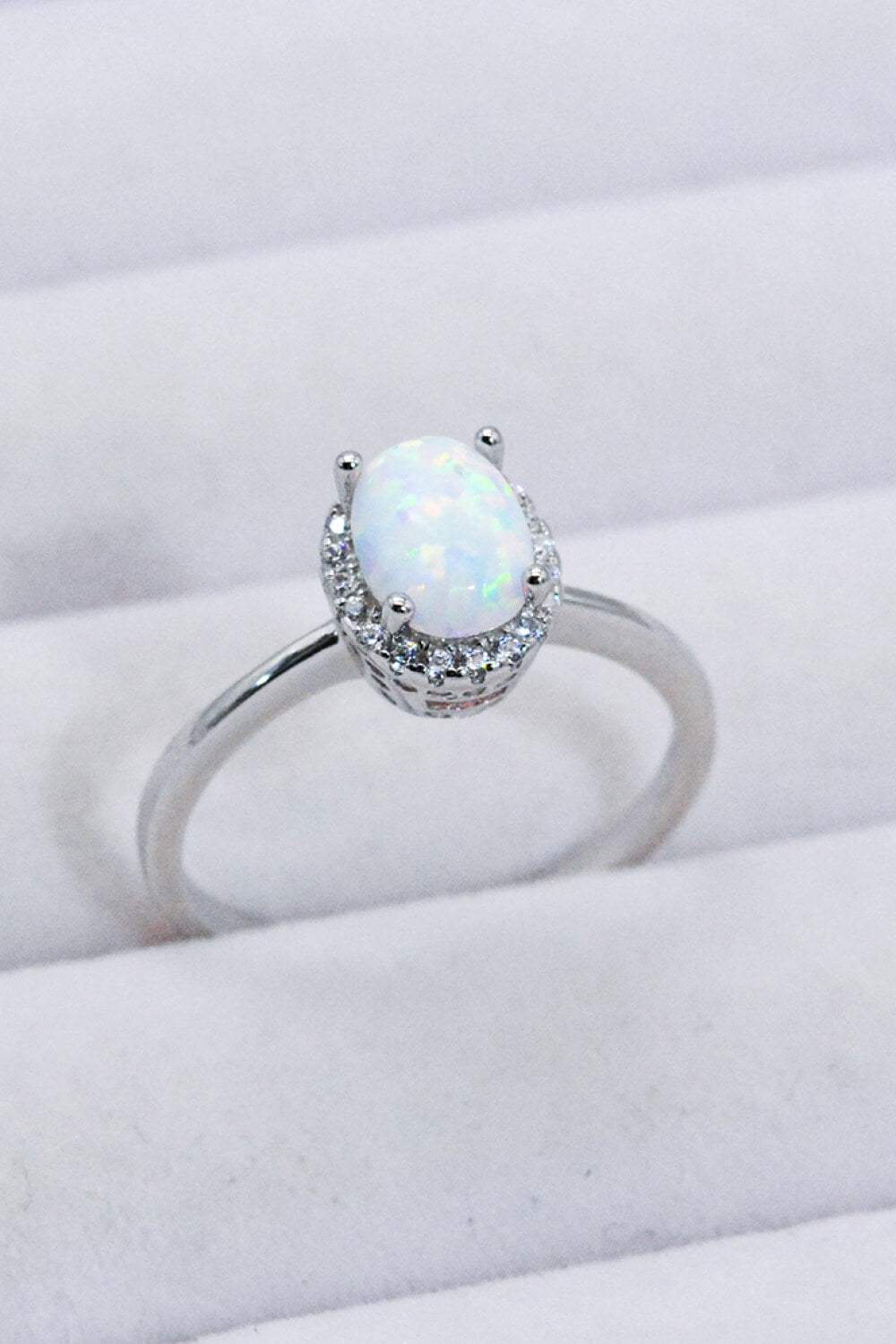 925 Sterling Silver 4-Prong Opal Ring Opal Opal - Tophatter Daily Deals